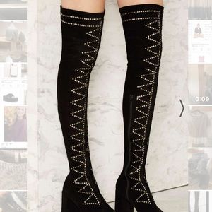 JEFFREY CAMPBELL Cienega Studded Over the Knee Boots Size 8